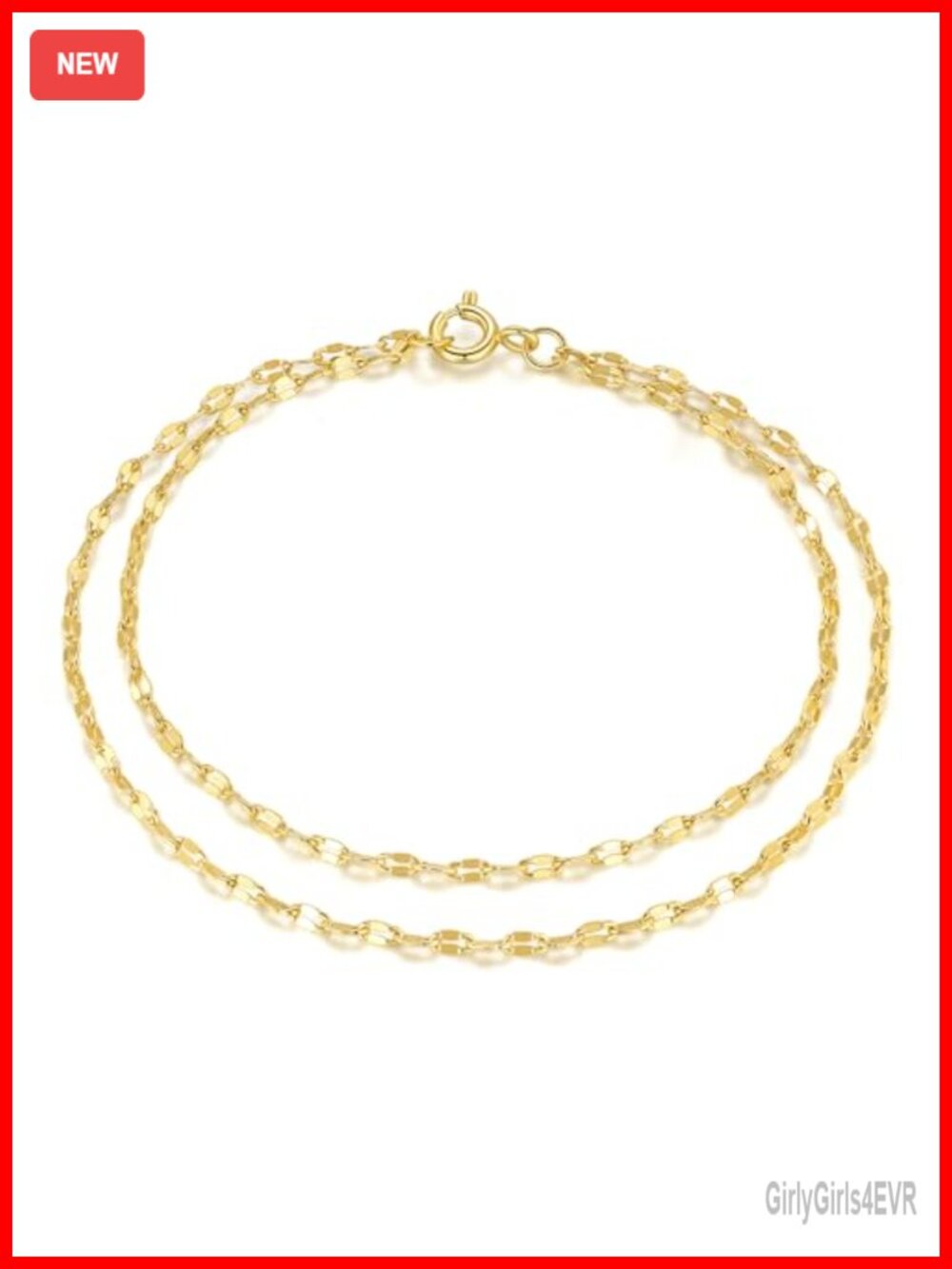 14K Gold Plated Double Layer Chain Bracelet for Women Link Bracelet